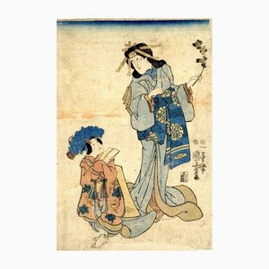 Utagawa Kuniyoshi, Actor in Onnagata Role, Original Woodcut Print, 1850s