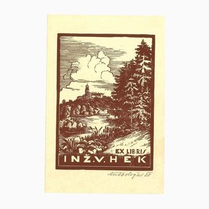 Ex Libris inzvhek, Original Woodcut, 1928