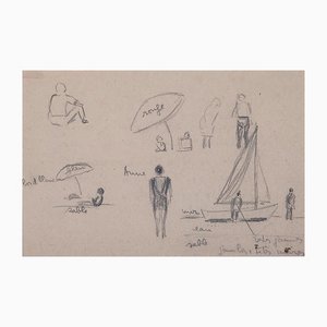 Etude pour un Paysage Marin, Dessin Original, Mid-20th-Century