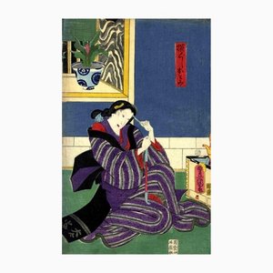 Grabado en madera de Utagawa Kunisada, The Geisha Otomi, década de 1860