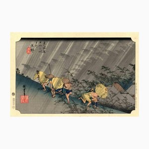 After Utagawa Hiroshige, Shono, Gravure sur Bois Originale, 1950
