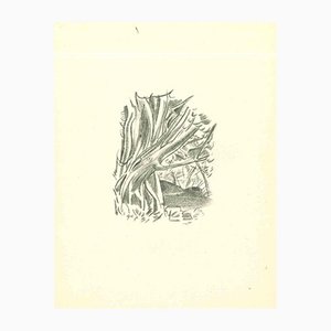 Litografia originale di Emmanuel Gondouin, foresta africana, anni '30