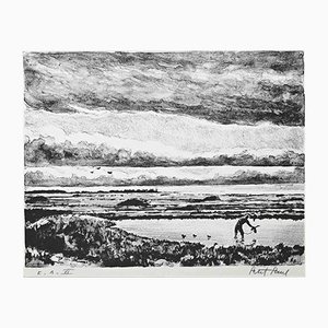 Paul Petit, Dawn Over the Labor Field, Original Lithograph, Mid 20th-Century