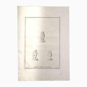 Nicola Fiorillo, Statues Romaines Antiques, Gravure à l'Eau-Forte, 18ème Siècle