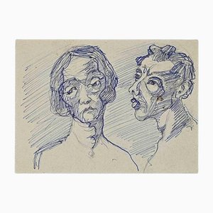 Portraits, Dessin Original, Début 20ème Siècle