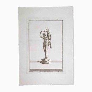 Acquaforte originale di Filippo Morghen, antica statua romana, XVIII secolo