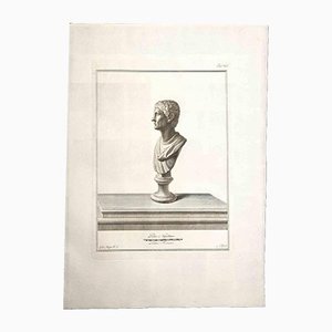 Filippo Morghen, Ancient Roman Bust, Original Etching, 18th-Century