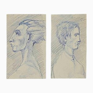 Portraits, Dessin Original, Début 20ème Siècle