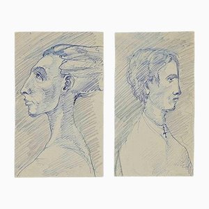 Retratos, dibujo original, principios del siglo XX