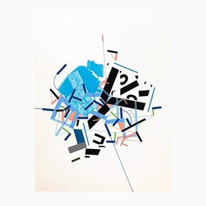 Philippe Halaburda, Dive Icehhi 6, 2021, acrilico, feltro colorato e nastro colorato su carta