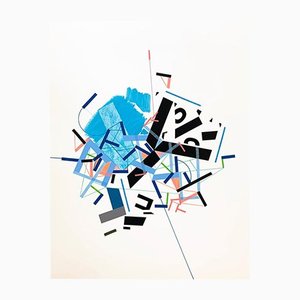Philippe Halaburda, Dive Icehhi 6, 2021, acrílico, punta de fieltro de colores y cinta de colores sobre papel