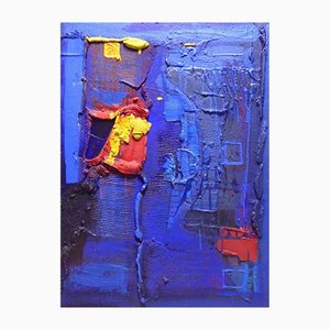 Jean-Roch Focant, Avalement Bleu, 2001, pigmenti, colla per sabbia e acrilico su legno