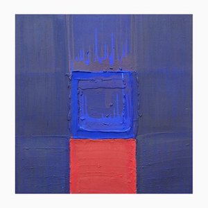 Jean-Roch Focant, Carré Rou Et Bleu Sur Bleu, 2002, Pigmente, Sandleim & Acryl auf Holz
