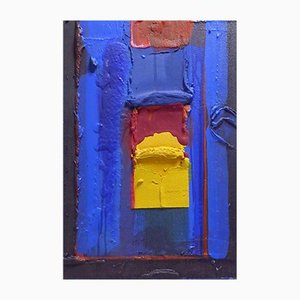 Jean-Roch Focant, Ecrasement Jaune Et Bleu, 2000, pigmentos, cola de arena y acrílico sobre madera
