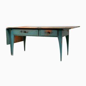 Swedish Gustavian Blue Country Table, 1800s