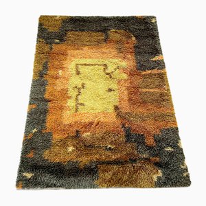 Abstract Scandinavian High Pile Rya Rug Carpet, Sweden, 1960s