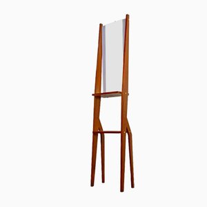 Mid-Century Italian Freestanding Full-Length Mirror with Wooden Structure, 1960s