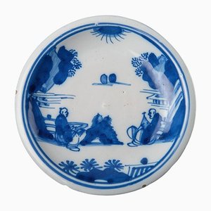 Blau-weißer Chinoiserie Teller von Delft