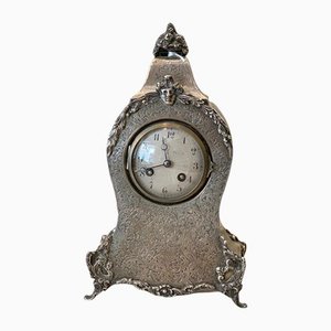 Chiseled Silver Table Clock