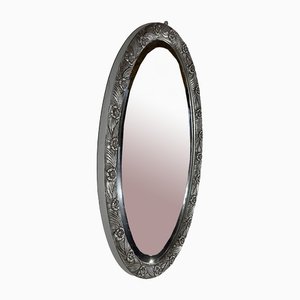 Miroir Ovale Art Nouveau en Argent, 1900