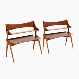 Comodini in teak e quercia, Danimarca, anni '50, set di 2