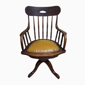 19th Century American Oak Revolving Library Armchair