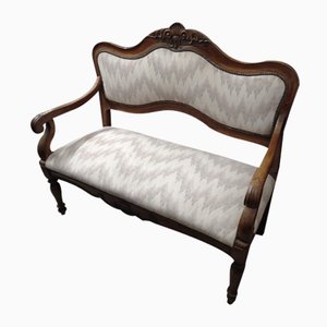 19th Century 2-Seater Carved Walnut Sofa
