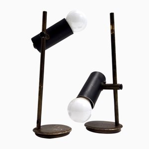 Italian Black Desk Lamps in the Style of Gino Sarfatti, Set of 2