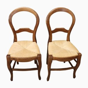 Solid Beech Wood Dining Chairs, 1950s, Set of 6