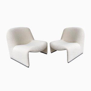 Italian Bouclé Fabric Alky Slipper Chairs by Giancarlo Piretti for Anonima Castelli, 1969, Set of 2