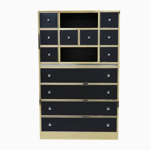 Mueble de latón negro y cromo de Michel Pegeres, años 70