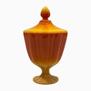 Schale oder Vase mit Opalglas Deckel, 1940er