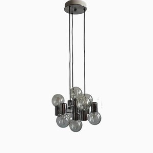 Space Age Glass & Chrome Ceiling Lamp with 8 Balls from Doria Leuchten