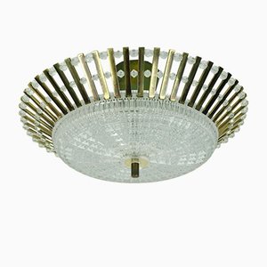 Mid-Century Hollywood Regency Style Ceiling Lamp in Brass & Glass with Acrylic Glass Beads by Christoph Palme for Palwa, 1960s