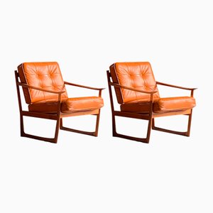 Model FD130 Sleigh Lounge Chairs by Peter Hvidt & Orla Mølgaard-Nielsen for France & Søn / France & Daverkosen, 1960s, Set of 2