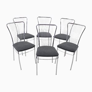 Italian Bouclé Fabric Dining Chairs, 1970s, Set of 6