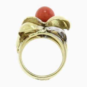 Coral 18kt Yellow Gold Ring