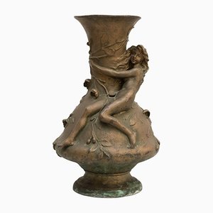 Modernist Bronze Vase by Noel R, 1920