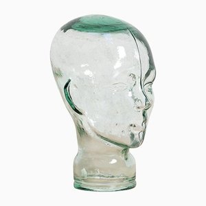 Escultura de cabeza decorativa de vidrio, 1970