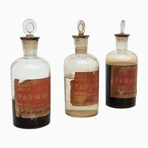 Bouteilles d'Apothicaire en Verre, 20ème Siècle, Set de 3