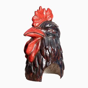 Cabeza de gallo folclórica catalana de papel maché, 1980