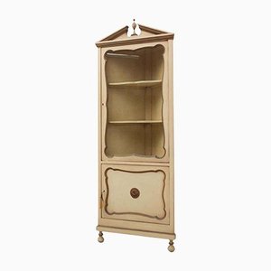 20th Century French Provincial Wood Corner Display Cabinet