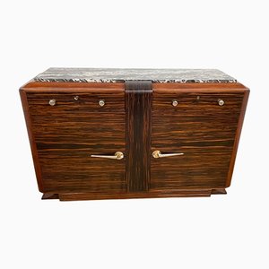 Credenza piccola Art Déco in macassar e mogano