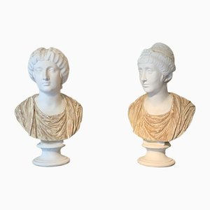 Neo Classical Roman Brick Busts, Set of 2