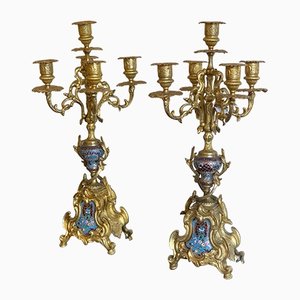 Candlesticks with Glassonne Inserts, Set of 2
