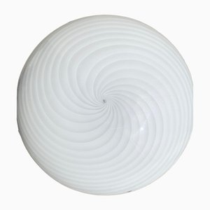 Vintage Murano White Swirl Ceiling Lamp