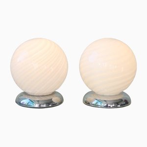 Lámpara de mesa vintage redonda de cristal de Murano