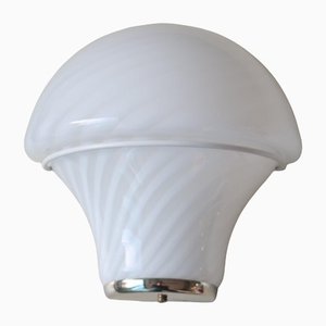 Vintage Murano Wirbel Pilz Wandlampe in Weiß 20x21 cm