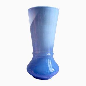 Vintage Mouth-Blown Blue Opaline Vase