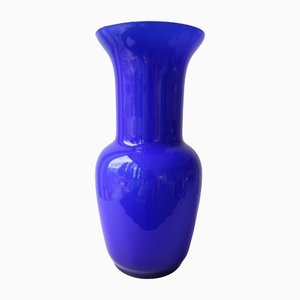 Vaso grande vintage in vetro di Murano blu cobalto H: 36.5 cm